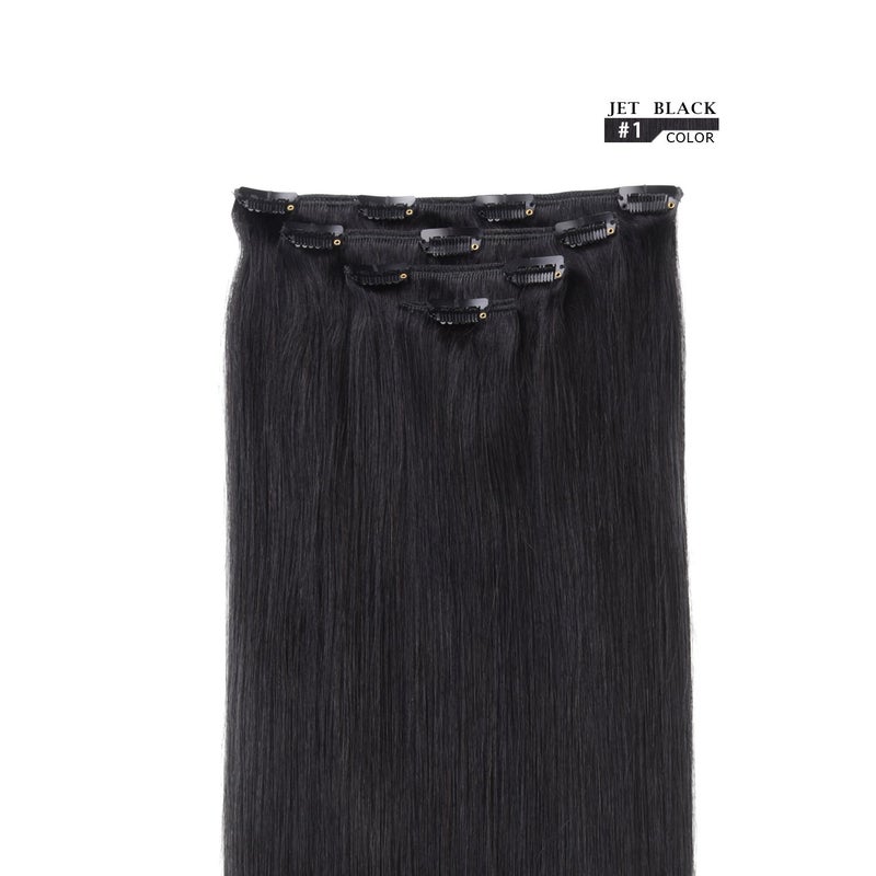 Winsky 12" Hair Extensions Clip in Human Hair for Women Beauty - Silky Straight Clip on Hair Pieces 50grams 4pieces Jet Black #1 Color - Image 2